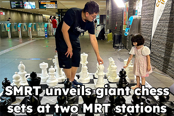 SMRT unveils giant chess sets at two MRT stations