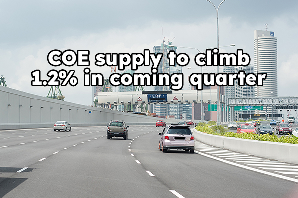Total COE supply to climb by 1.2% in upcoming quarter
