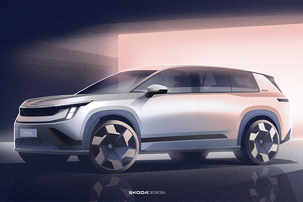 Skoda reveals exterior sketches of its new all-electric Peaq