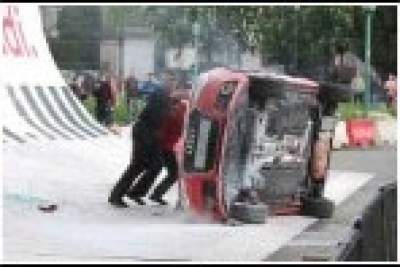 2011 Audi A1 flips on halfpipe during promo stunt
