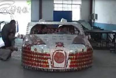 Chinese students assemble Bugatti Veyron from used cigarette packs