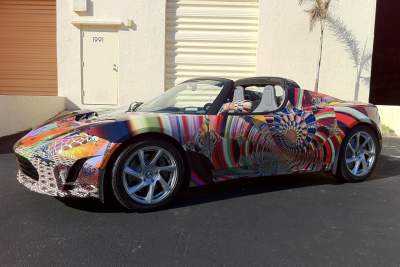 Tesla shows off its very own "art car" in Miami