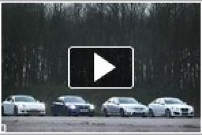 Drag Race: BMW M5 vs Porsche Panamera S vs Mercedes-Benz E63 AMG vs Jaguar XFR