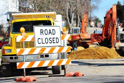 Burst water pipe causes road surface to cave in