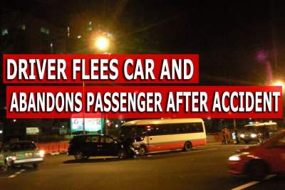 Driver abandons car and passenger after crashing into mini-schoolbus