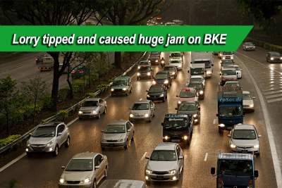 Lorry tipped and caused massive jam on BKE