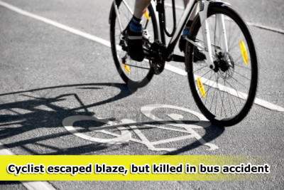 Cyclist who escaped warehouse blaze killed in bus accident