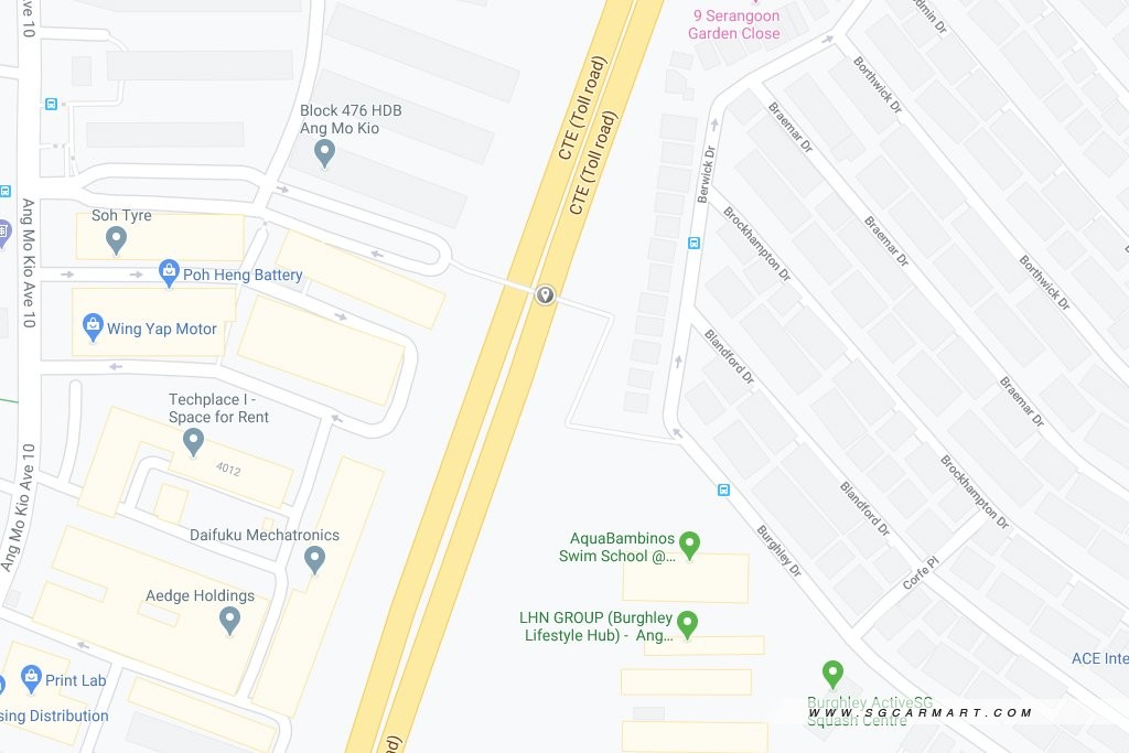 CTE before Ang Mo Kio Avenue 1 map