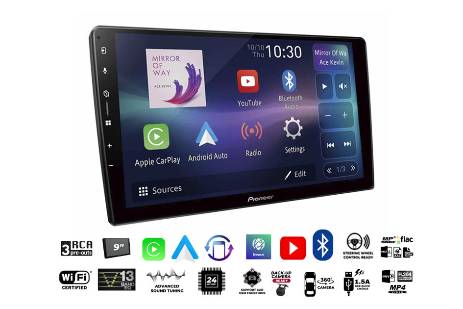 Pioneer DMH-AP6650BT 9" Touchscreen Bluetooth Apple CarPlay Android Auto Multimedia Player