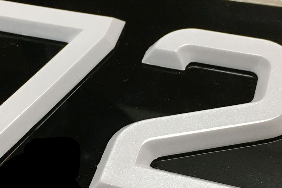 Chuan Heng 3D Premium Pearl or Gloss White on Acrylic Black Vehicle Plate