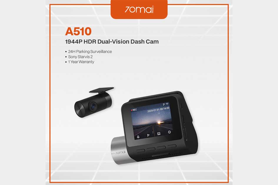 70mai A510 2-Channel Quad HD WiFi Car Camera