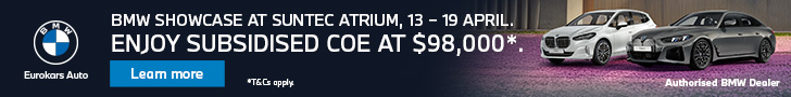Now till 19 April, elevate your journey with subsidised COE at $98,000* at the BMW Showcase by Eurokars Auto, Suntec Atrium.